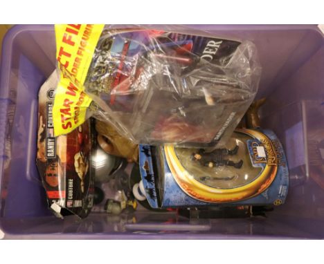 Collection of TV related figures and collectable's to include Star Wars, Ghostbusters, boxed Lord of the Rings Frodo figure e