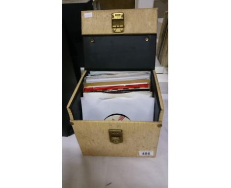 A box of mainly original Beatles and Rolling Stones 45RPM and EP records (UK and other issues)