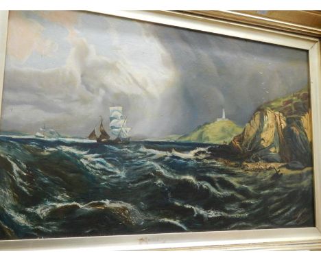An early 20th century oil on canvas seascape signed A E Bates, Oct 08