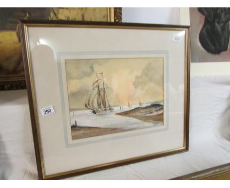 A framed and glazed watercolour seascape signed C Coldron, '84, image 36cm x 26cm, frame 59cm x 50cm