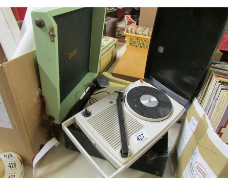 An Emisonic record player and a Singer record player