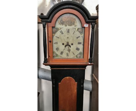 A pine cased Cornish longcase eight day clock, the painted dial signed Cohen Redruth, with pendulum and weights, height 189cm