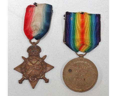 A pair of WWI medals, Great War and 1914-15 Star awarded to K.20232 C.E.A. ROWE. STO. 1 R.N. 