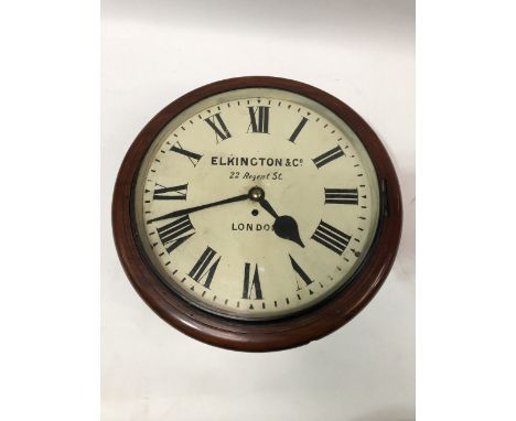 A 19th century mahogany cased single fusee wall clock, the painted dial marked Elkington &amp; Company 22 Regent Street Londo