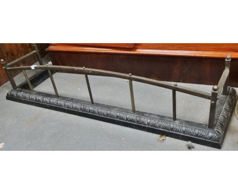 A Victorian steel fender with brass gallery, width 118cm. 