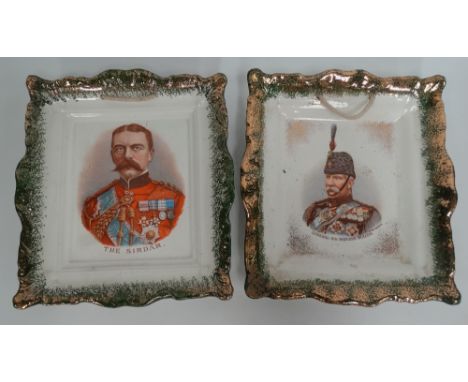 A pair of Victorian Boer War commemorative wall plaques, one printed with a portrait of The Sirdar, the other with General Si