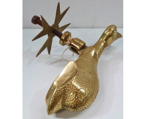 A Maltese brass door knocker in the form of a fish by Cabela &amp; Sons, length 22cm.