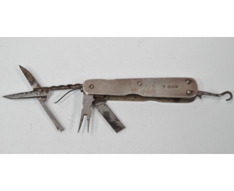 A 1920s silver combination pocket knife, Sheffield 1921 with six tools (one tool broken). 