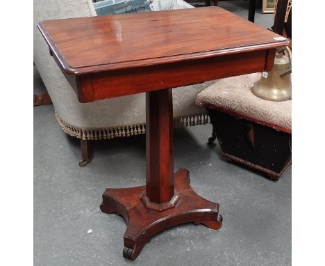 A late Victorian mahogany occasional table fitted a single drawer on tapering stand and platform base. 