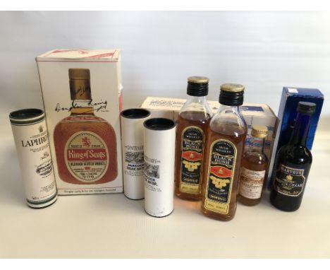 A bottle of Douglas Laing 'King of Scots' blended Scotch whisky, together with seven miniature related bottles. 