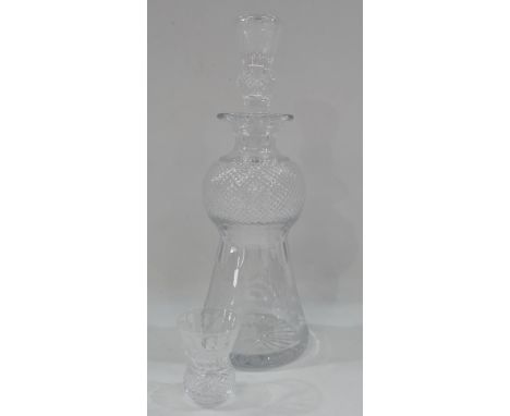 An Edinburgh Crystal thistle shaped decanter and stopper with engine turned thistle decoration to the body and stopper, toget
