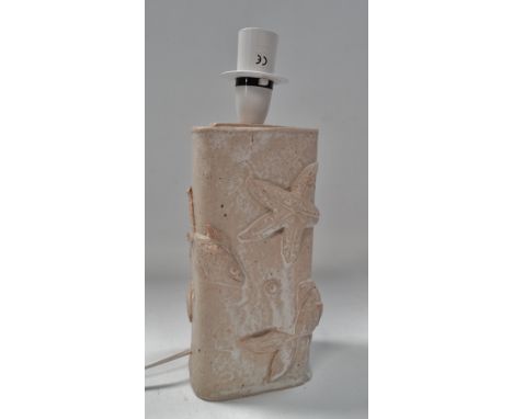 A Porthleven pottery lamp base, decorated with fish and starfish, height 23cm. 