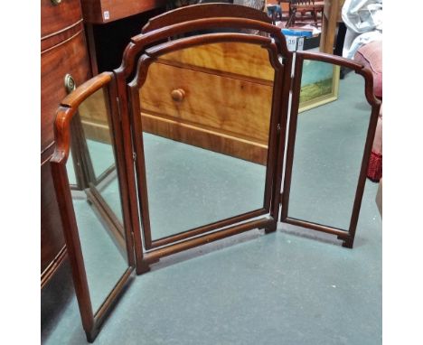 A mahogany folding dressing table mirror in three sections, width 99cm. 