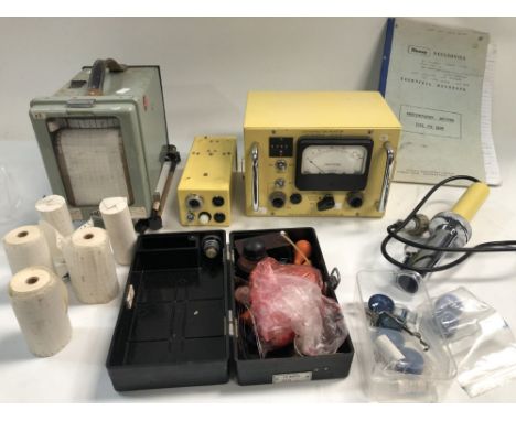 A Plessey geiger counter, together with a Record single pen chart recorder. 