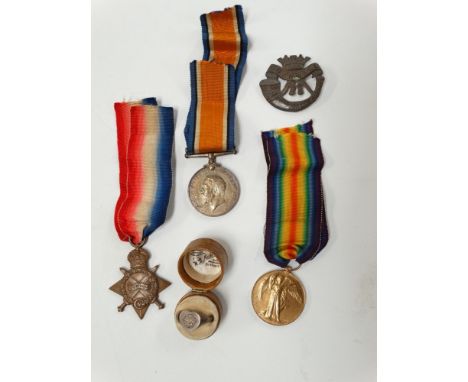 A WWI group of three medals awarded to 17400 Pte George Stone Duke of Cornwall's Light Infantry, comprising Great War Victory