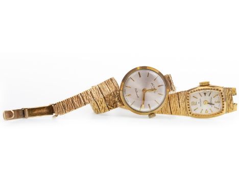 LADY'S ROTARY MANUAL WIND WRIST WATCH, the round dial with gold coloured baton hour markers, gold coloured hands, 23mm case, 