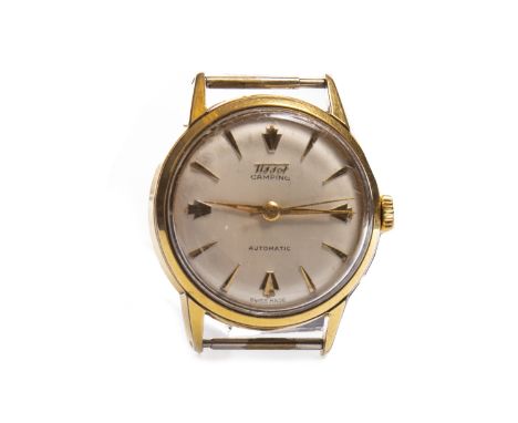 GENTLEMAN'S TISSOT CAMPING AUTOMATIC GOLD PLATED WRIST WATCH, the round dial with applied gold coloured tapered baton hour ma