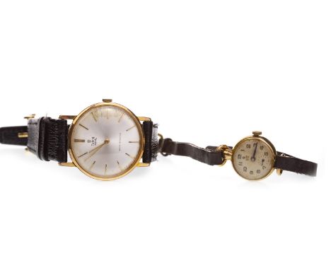 GENTLEMAN'S TUDOR ROYAL GOLD PLATED MANUAL WIND WRIST WATCH, the round dial with applied gold baton hour markers, gold pencil
