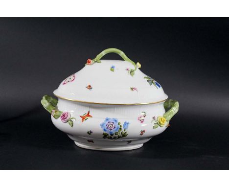 LARGE HEREND TUREEN - FRUITS & FLOWERS a large Herend tureen painted in the Fruits & Flowers design, Model No 109. 10 1/2ins 