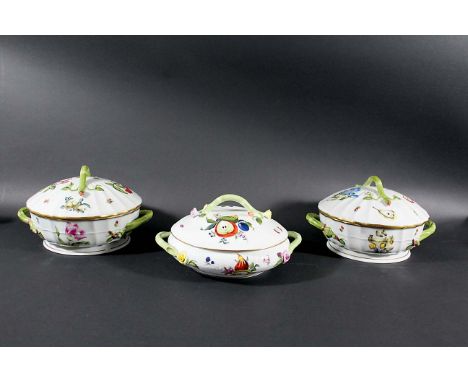 HEREND TUREENS - FRUITS & FLOWERS 3 lidded Herend Tureens in the Fruits & Flowers design, Model No 1086 (2), and another lidd
