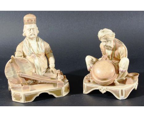 ROYAL WORCESTER BLUSH IVORY FIGURE, model 1203, date cypher for 1887, believed to be Shaban from the Indian Craftsman series,