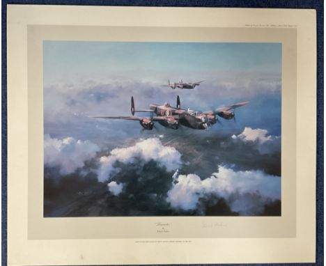 WWII Grp Cptn Leonard Cheshire VC Signed Lancaster First edition Colour Print by Robert Taylor. Signed in pencil. Print Measu