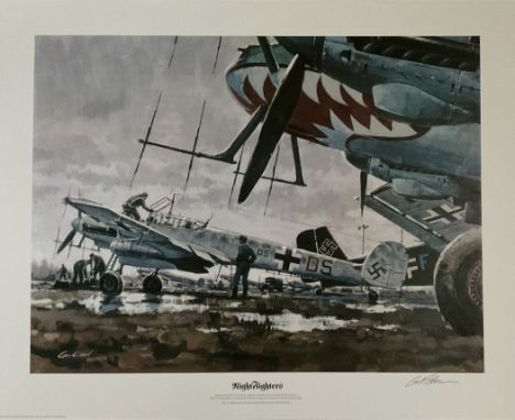 WWII 7 Signed Robert Bailey Colour Print Titled Scaling The Alps 82 of 400 Signed by The Artist, Bob Wolf, Owen "Cowboy" Roan