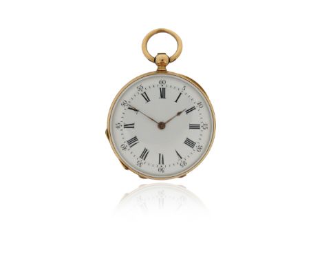 A lady's 18ct gold fob watch by Vacheron &amp; Constantin, with plain white dial and black Arabic numerals, key wind, on fanc