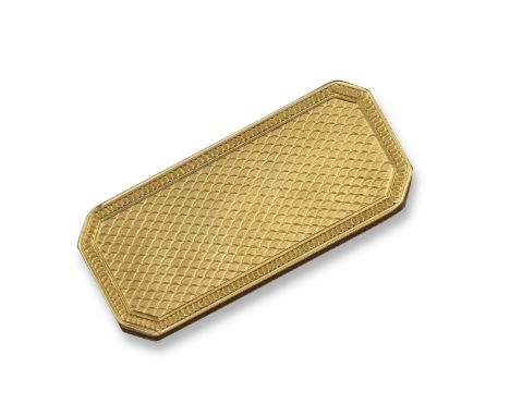 A George III octagonal gold box, with engine-turned decoration to the exterior, maker's mark MC incuse to interior, 7.3cm wid
