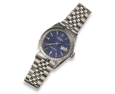 A gentleman's Datejust Oyster Perpetual wristwatch by Rolex, the signed blue dial with date aperture and sweep seconds hand, 