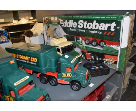 A Impact Innovations 1:18 scale radio controlled Eddie Stobart Wagon, boxed, another tractor unit along with two plastic simi