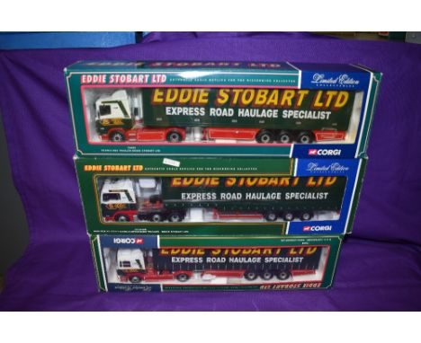 Three Corgi Limited Edition 1:50 scale diecast Eddie Stobart Articulated Wagons, all boxed 75804, 76602 &amp;CC13405