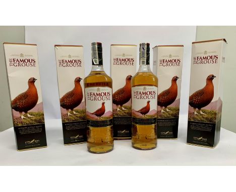 Five The Famous Grouse Finest Blended Scotch Whisky 5 x 1L.
