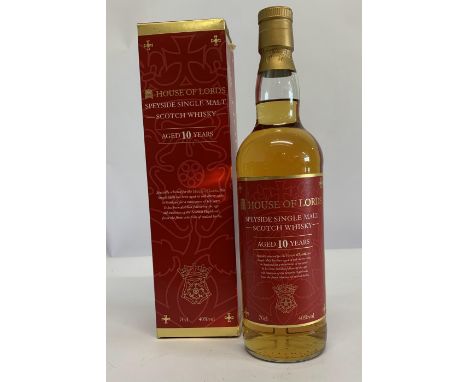 House of Lords Speyside Aged 10 Year Single Malt Scotch Whisky, 700ml.