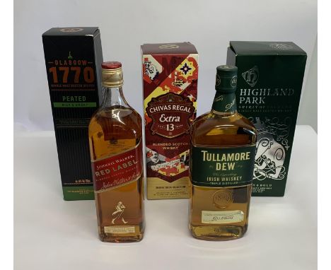 Highland Park Single Malt Scotch Whisky 1ltr, Tullamore Dew Irish Whiskey 1lt, Chivas Regal Extra Aged 13 year Blended Scotch
