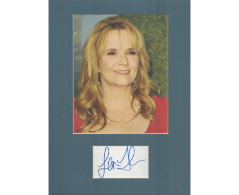 Actor, Lea Thompson matted signature piece, overall size 16x12. This beautiful item features a colour photo and a signed whit