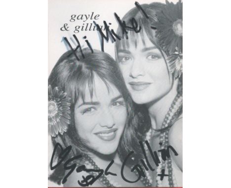 Gayle and Gillian signed 6x4 black and white photo. Gayle and Gillian Blakeney are Australian identical twins who performed t