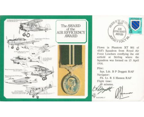 RAF WW2 Pilot Sqn Ldr B P Doggett and Flt Lt R S Hanson signed The Award Of The Air Efficiency Award flown FDC. 17P Jersey st