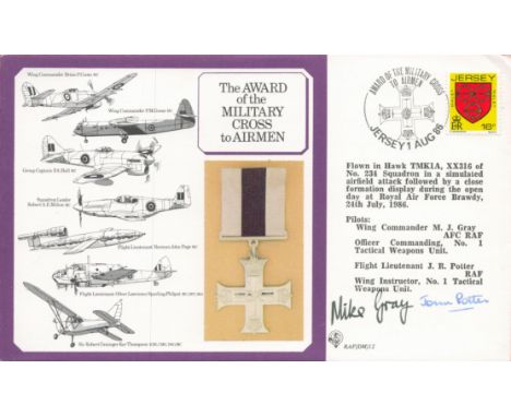 RAF WW2 Pilot Wing Commander M J Gray and Flight Lieutenant J R Potter signed The award of the military cross to airmen flown