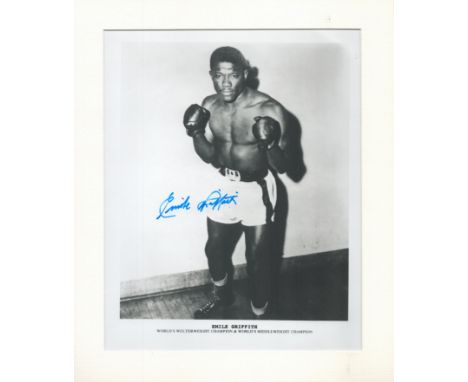 Emile Griffith signed 12x10 overall mounted black and white photo. Emile Alphonse Griffith (February 3, 1938 – July 23, 2013)