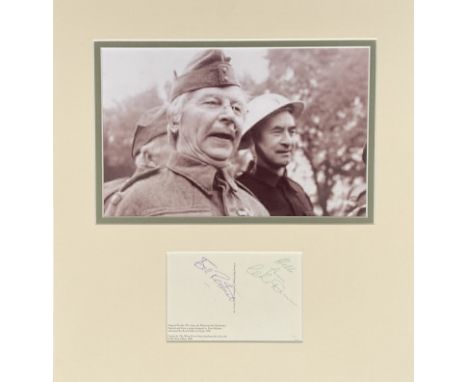 Dad's Army Actors, matted signature piece signed by Clive Dunn and Bill Pertwee. Featuring a double mounted black and white p