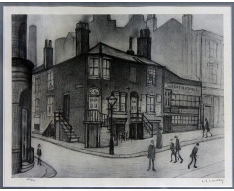 After Laurence Stephen Lowry, "Great Ancoats Street", monochrome limited edition print 665/850, 36.5cm x 26.5cm, signed in pe