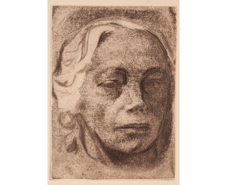KATHE KOLLOWITZ  (1867-1945)ORIGINAL ETCHING (re-strike from the original plate) 'Self Portrait' 5 1/2" x 4" (14cm x 10cm)(wi