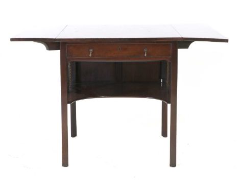 A George III-Style Chippendale-Style Mahogany Breakfast Table, the rectangular top with drop leaves above an oak-lined frieze