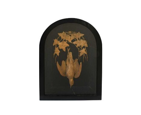 A Limewood Carving, in the manner of Thomas Wilkinson Wallis, 19th century, as a Golden Plover and with ivy, in a glazed case