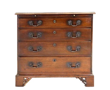 A George III Chippendale Style Mahogany Bachelor's Chest, circa 1780, the moulded top above a pull-out brushing slide and fou