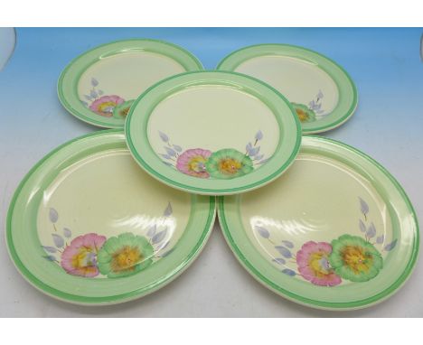 Five Clarice Cliff Newport Pottery side plates