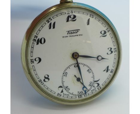 A Tissot pocket watch and soft case