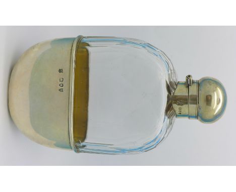 A Victorian silver and glass spirit flask, London 1894, Goldsmiths &amp; Silversmiths Co., small chip to glass