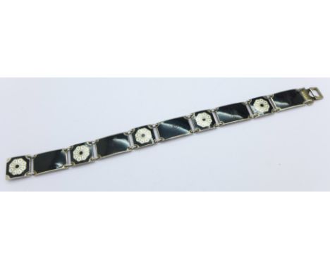 A silver and enamel bracelet by David Andersen, Norway, 19.5cm